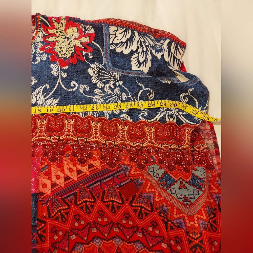 Desigual Boho Multicolor Floral Patchwork Poncho … - image 6